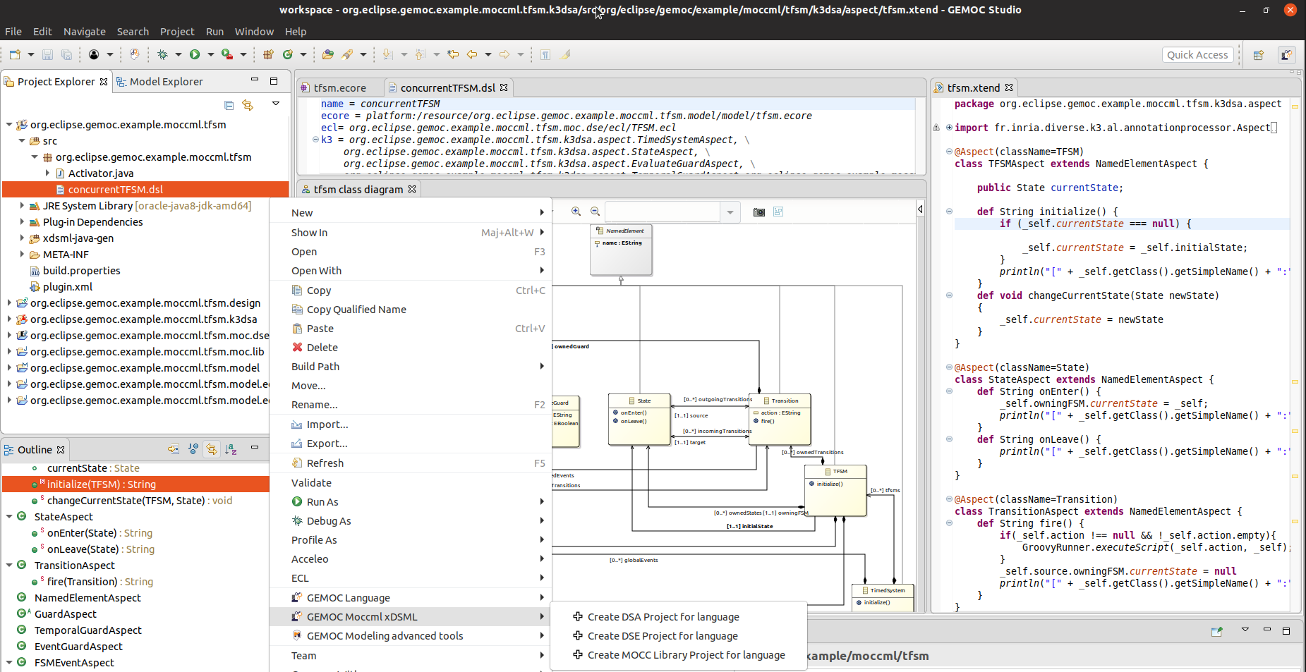 Screenshot of the GEMOC Language Workbench