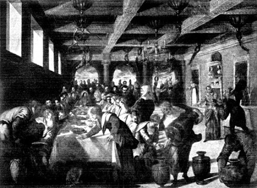 THE MARRIAGE AT CANA FROM THE PAINTING BY TINTORETTO
In the Church of the Salute