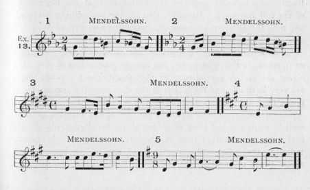 Example 13.  Fragments of Mendelssohn.