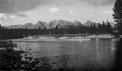 Mountains of Glacier National Park from the North Fork of the Flathead River