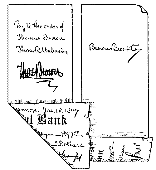 Cheque payable to order and a blank indorsement.