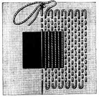 FIG. 40.
LINEN DARNING. DRAWING IN THE
WARP THREADS.