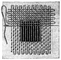 FIG. 41.
LINEN DARNING. DRAWING IN THE
WOOF THREADS.