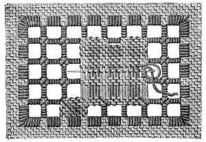 FIG. 107. DARNING IN THE THREADS.
(Explanation of fig. 109).