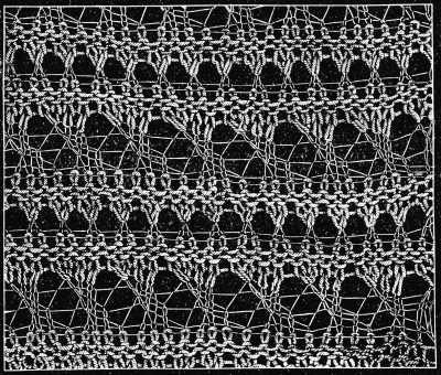 FIG. 386.
KNITTING PATTERN WITH TWO KINDS OF THREAD.