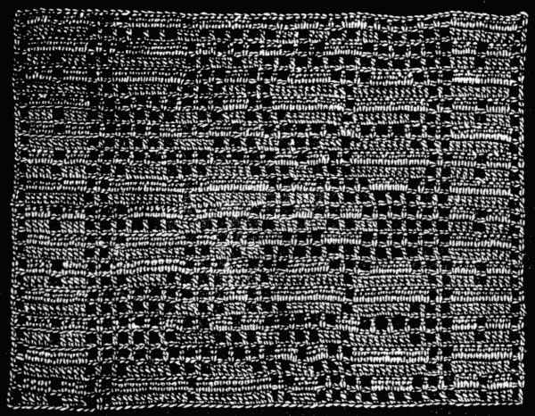 FIG. 437.
OPEN-WORK CROCHET MADE AFTER
A TAPESTRY PATTERN.