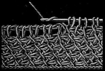 FIG. 446.
SLANTING PLAITED TUNISIAN STITCH.