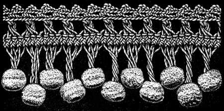 FIG. 456. HAIRPIN FRINGE WITH TWO LINES OF BALLS,
ONE ABOVE THE OTHER.
