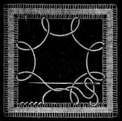 FIG. 760. WHEEL COMPOSED OF BUTTONHOLE BARS.
MAKING AND TAKING UP THE LOOPS.