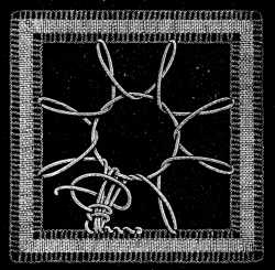 FIG. 761. WHEEL COMPOSED OF BUTTONHOLE BARS.
THE BUTTONHOLING BEGUN.