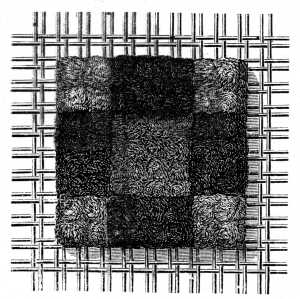 FIG. 849. SMYRNA STITCH
WORKED WITH A CROCHET NEEDLE.
APPEARANCE OF THE WORK WHEN FINISHED.