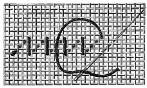 FIG. 857. TRIANGULAR TURKISH STITCH
WORKED HORIZONTALLY.
FIRST JOURNEY.