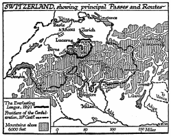 SWITZERLAND, showing principal Passes and Routes