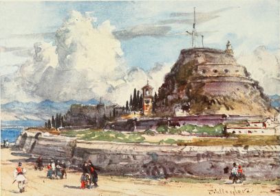 CORFU. THE OLD FORT FROM THE WEST

To the left the Albanian Mountains.