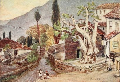 ANDRITSÆNA: THE RESTING-PLACE FOR THE TEMPLE OF APOLLO AT
BASSÆ.

A giant plane-tree stands in the space opposite the church door, and
supports the bells of the church.