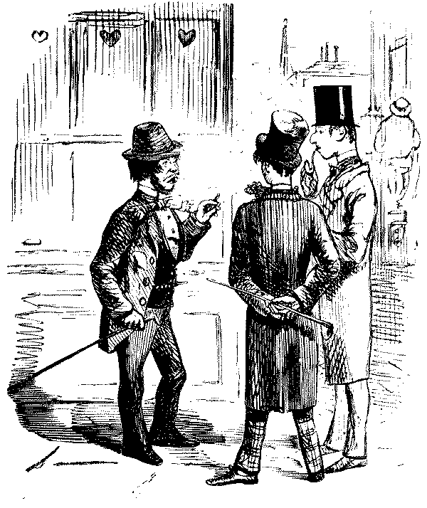 Three men talking.