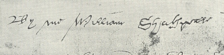 Facsimile of the Autograph Signature “By me William
Shakspeare.”  From one of the Three Sheets of his Will,
dated March 25, 1616.  (From Sir Sidney Lee’s
Shakespeare’s Life and Work.  By permission of Messrs.
Smith, Elder & Co.)