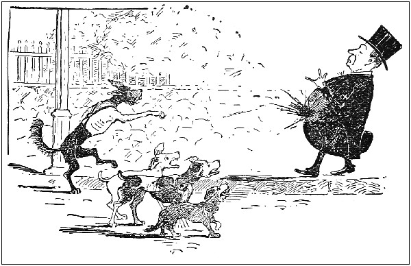 Illustration: THREW A GOB OF
MUD THAT HIT HIM ON THE PAUNCH.
