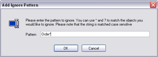 The Add Ignore Pattern dialog