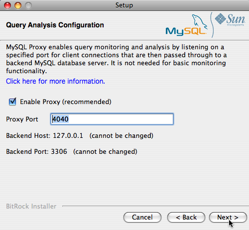 MySQL Enterprise Monitor: Mac OS X
              での Agent のインストール: Query Analyzer
              の設定