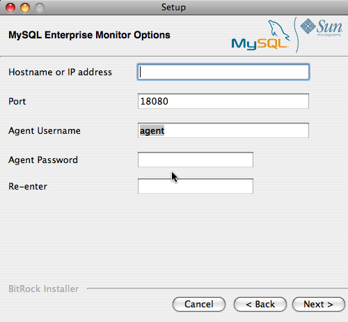 MySQL Enterprise Monitor: Mac OS X
              での Agent のインストール: MySQL Enterprise Service Manager
              のオプション