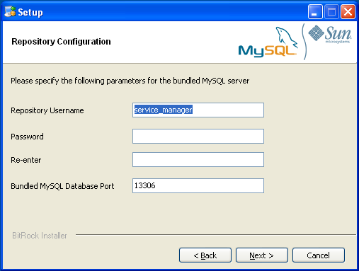 MySQL Enterprise Monitor: Windows での
              Monitor のインストール:
              リポジトリ設定