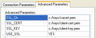 Options dialog: Advanced Parameters