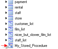 Stored procedure nel browser dei
            database