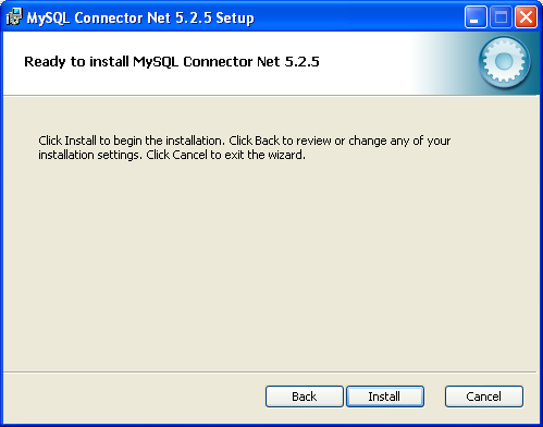 Connector/NET Windows Installer -
              Confirming installation 