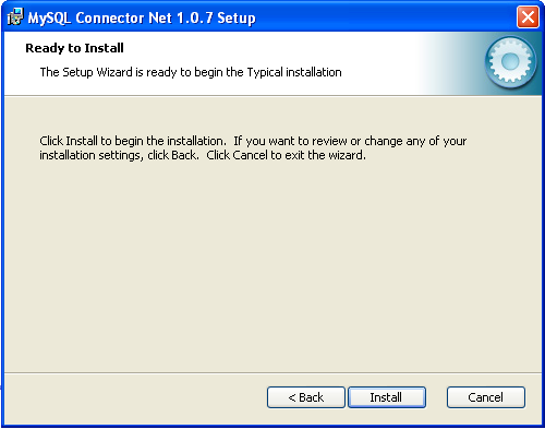 Connector/NET Windows Installer -
                Installation bestätigen 