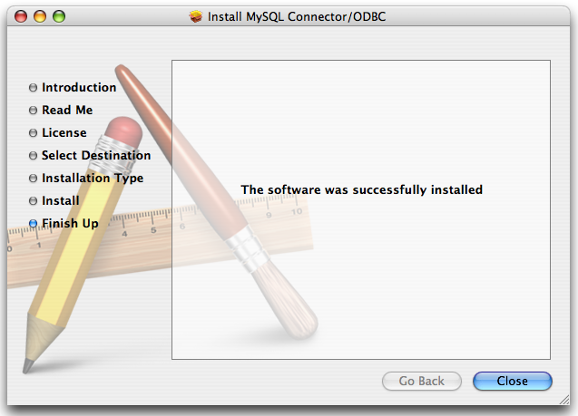 MyODBC Mac OS X Installer -
                  Installation abgeschlossen