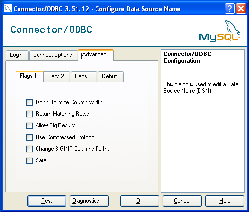 MyODBC: Erweiterter
            Verbindungsdialog