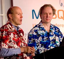 Monty and David speaking at the MySQL Users Conference