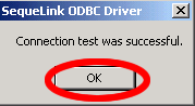 Figure 16 - Test FileMaker 7 ODBC DSN - Success