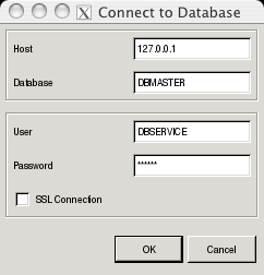 Connect to Database dialogue